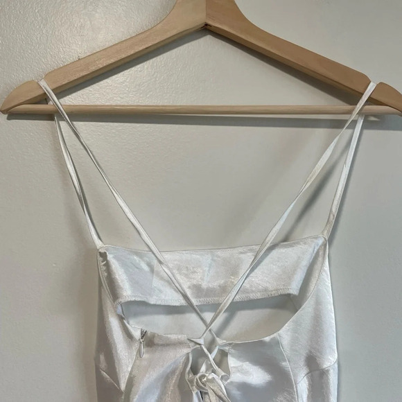 Nasty Gal White Cowl Neck Satin  Maxi Slip Dress - Size 2 - Picture 4 of 9